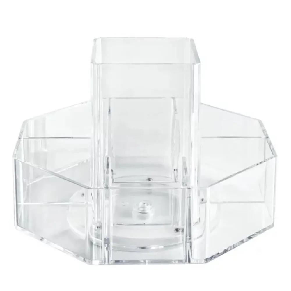 Circular Multi Compartment Plastic Rotating Organizer, Clear